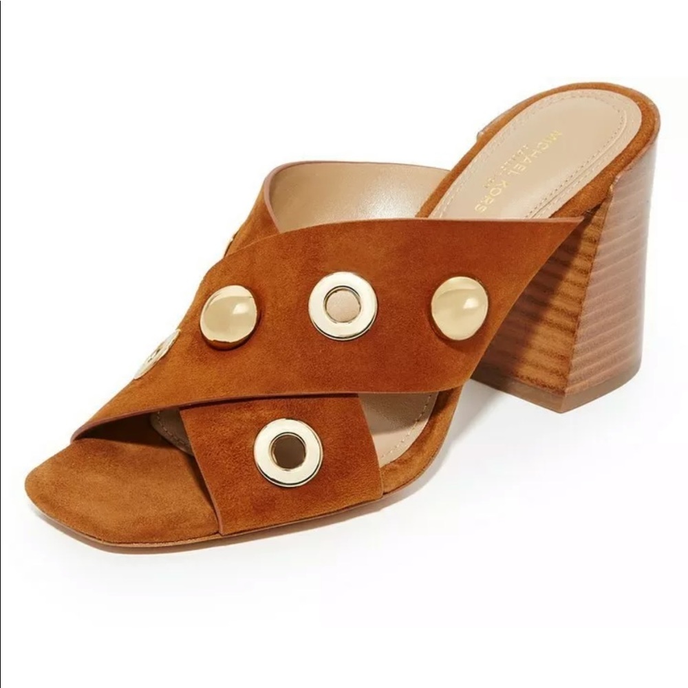 Michael Kors Brianna Luggage Mules 37.5 7.5 med